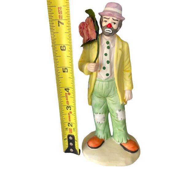 Flambro Clown Emmett Kelly Jr Bearded Hobo Figurine Holding Flower Porcelain - Picture 1 of 15